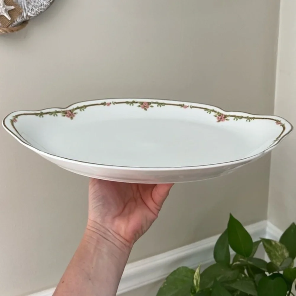 Vintage Theodore Havilland France Oval Platter Petite Rose Pattern